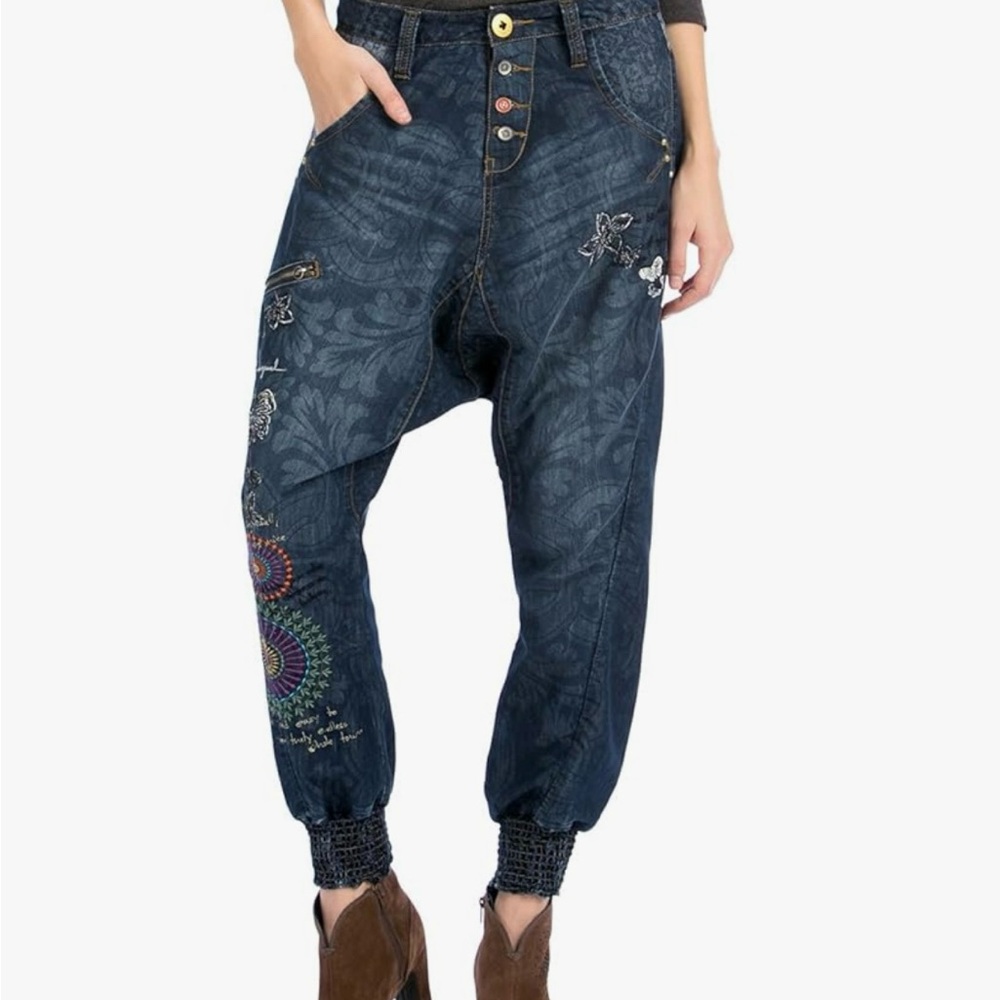 Embroidered Blue Jeans for Women